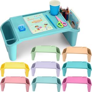 Beeveer 8 Pcs Kids Lap Desk Tray Bulk 19.7x9.6x7.1in Portable Lap Tray for Kids Plastic Lap Table with Side Storage Space for Bed Classroom Laptop Children Car Activity Eating Floor (Pastel Color)