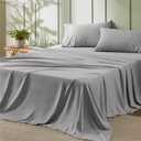 Bedsure King Size Sheets Set - 4 Pieces Soft King Sheets - Breathable & Cooling - Hotel Luxury - Easy Care Polyester Microfiber Bedding for Women, Men, Grey