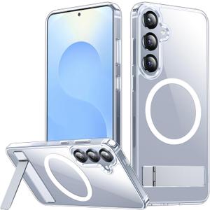 SPIDERCASE Magnetic for Samsung Galaxy S25 Case, [3 Stand Ways][ Military Grade Drop Protection] with Invisible Stand Shockproof Slim Case for Samsung Galaxy S25 6.2", Clear