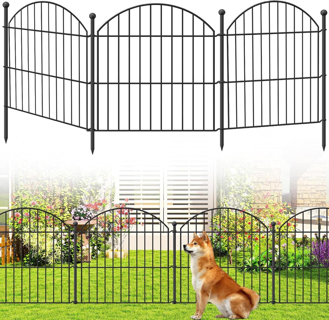 Decorative Garden Fence 24in (H) x20ft (L), 10 Pack No Dig Fence Animal Barrier for Dog, Arched Flower Bed Edging, Wire Border Panel Fencing for Yard Patio Outdoor Decor