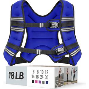 Zeerun Weighted Vest, for Men Women, Reflective Stripe Adjustable Buckle, Comfortable Durable Rucking Vest for Walking Running Strength Training, 18LBS-Blue