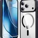 FNTCASE for iPhone 17 Pro-Max Case: Clear Magnetic Phone Cases with Screen Protector Compatible with Magsafe Slim Anti Yellowing Rugged Shockproof Protective Transparent Cell Cover (B-Black)