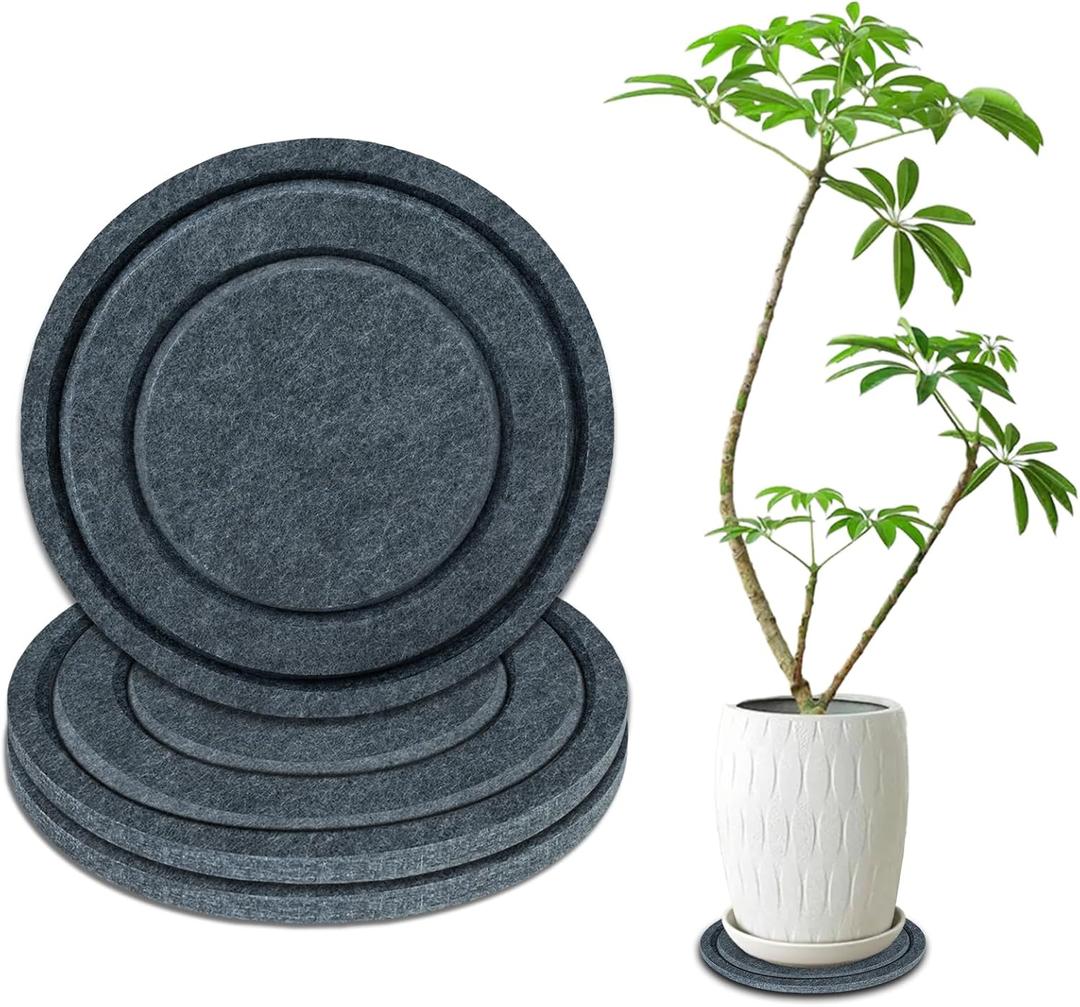 BXI Felt Plant Saucer Mat - 3 Pcs 10 Inch Water Absorbent Planter Coaster, Thick Flower Pot Saucer Pad, Planting Drip Tray for Indoors, Fabric Protective Plate for Tabletop and Floor Surface