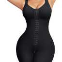 Nebility Fajas Colombianas Moldeadoras Shapewear for Women Tummy Control Postpartum Body Shaper Butt Lifter Bodysuit with Zipper Crotch(Black, X-Large)