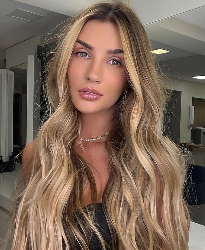Long Blonde Wig for Women 26Inch Wavy Curly Ombre Blonde Hair Wigs Synthetic Hair Replacement Wig Heat Resistant Hair Wig for Daily Party Use(26'' Ombre Blonde)