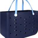 PoVwlty Rubber Beach Bag for Men & Women, Water-resistant Travel Tote Bag for the Beach Boat Pool