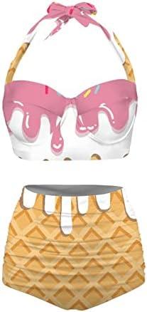 Jndtueit Butterfly Women's Retro Ruched Ruffle High Waist Bikini Set, Flag Tankini Swimsuits Tummy Control Swimwear, L