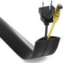 ZhiYo Floor Cord Cover 10ft, Cord Hider Floor Hide Extension Cords, Cable Management Prevent Cable Trips, Floor Cable Cover Wire Covers for Cords, Cable Protector Cord Cavity W0.6in H0.32in Black