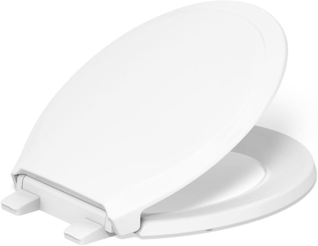 KOHLER 78059-RL-0 Rutledge Nightlight ReadyLatch Slow Close Toilet Seat, Round-Front, Quiet-Close Lid and Seat, Grip-Tight Bumpers, White