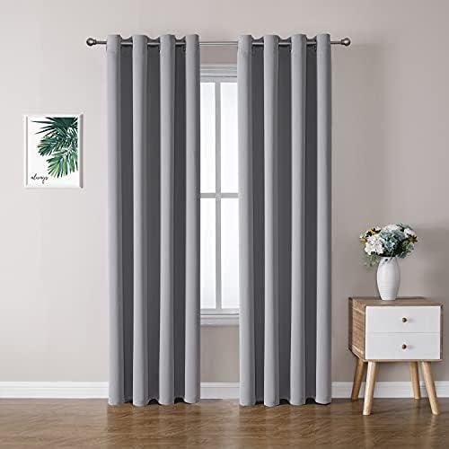 ChrisDowa Grommet Blackout Curtains for Bedroom and Living Room - 2 Panels Set Thermal Insulated Room Darkening Curtains (Light Grey, 52W x 72L) | 2 Panels Set, Thermal Insulated, Light Blocking, Room Darkening, Grommet, Window Drapes, Light Grey, 52