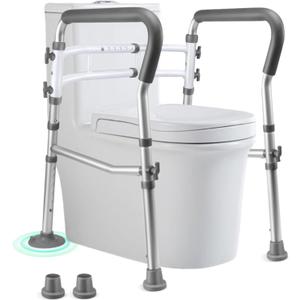 Toilet Safety Rails for Seniors, Adjustable Toilet Safety Frame Handles Fits Most Toilets, Mothers Day Gifts for Handicap and Disabled Seniors Elderly, Foldable, Safe Weight Capacity of 330 lbs(150KG)