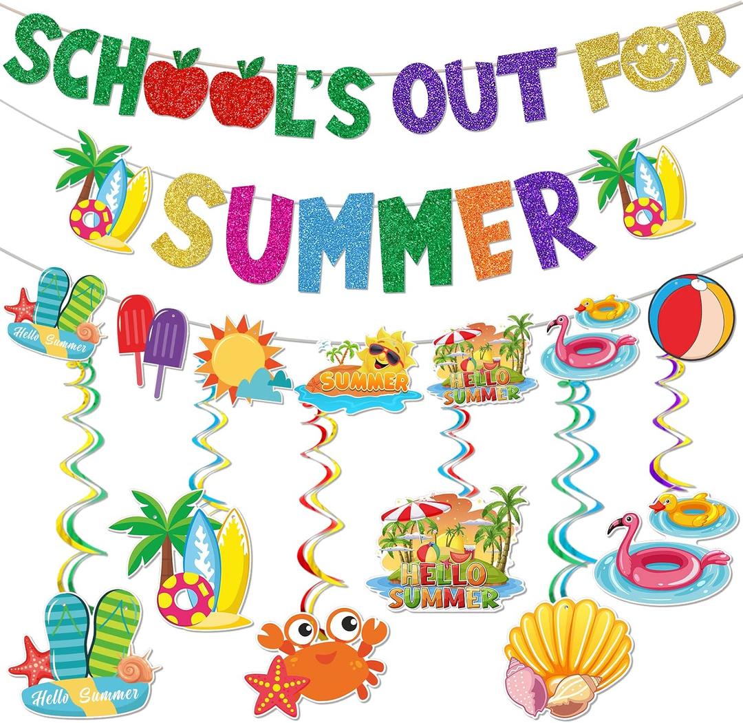 Last Day of School Decorations: Schools Out for Summer Decorations End of School Year Party Decorations Summer Party Decorations School‘s Out for Summer Banner Pool Party Decorations
