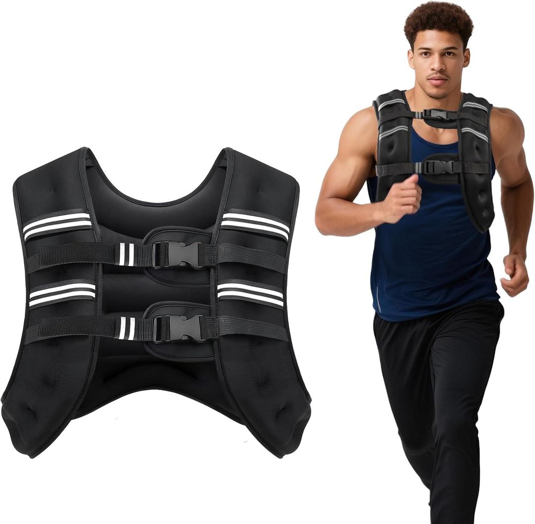 Weighted Vest, 6lb/8lb/12lb/16lb/20lb/30lb for Men, Women with Reflective Stripe, Weight Vests Adjustable for Workout, Strength Training, Running, Fitness, Muscle Building, Weight Loss (Black) Weighted Vest, 6lb/8lb/12lb/16lb/20lb/30lb for Men, Women with Reflective Stripe, Weight Vests Adjustable for Workout, Strength Training, Running, Fitness, Muscle Building, Weight Loss (Black)