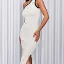 ZESICA Women's 2026 Summer Sleeveless Knit Bodycon Midi Dress One Shoulder Beach Vacation Sweater Dresses (L)