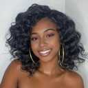 Leeven 10 Inch Pre Looped Ocean Wave Crochet Hair 8 Packs Black Short Curly Crochet Hair Boho Ocean Braids Pre Twisted Synthetic Deep Wavy Crochet Hair for Women