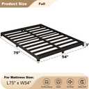 Likelalaso 3 inch Low Full Size Bed Frame with Rounded Corner, Heavy Duty Metal, Easy Assembly, Noise Free, Black