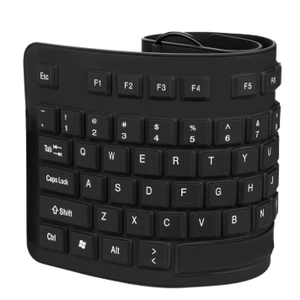 Sungwoo Foldable Silicone USB Wired Standard Waterproof Rollup Keyboard for PC Notebook Laptop, Full Size (Black)