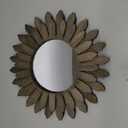 Honiway Farmhouse Wall Decor Mirror 12 inch Sunburst Boho Wood Mirror Rustic Home Decor Room Decoration for Bedroom Living Room Weathered Grey