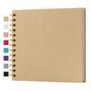 Potricher 7 x 7 Inch DIY Scrapbook Album 40 Pages Hardcover Kraft Paper Scrap Book Photo Albums Memory Book for Wedding and Anniversary Family (Yellow, 7 Inch)