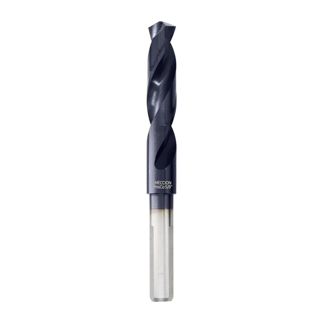 Meccion 5/8 Inch Drill Bits Titanium Aluminum Nitride Coated, M35 Cobalt High Speed Steel Reduced Shank Drill Bit for MetalStainless Steel, cast Iron, Copper, Aluminum Etc.
