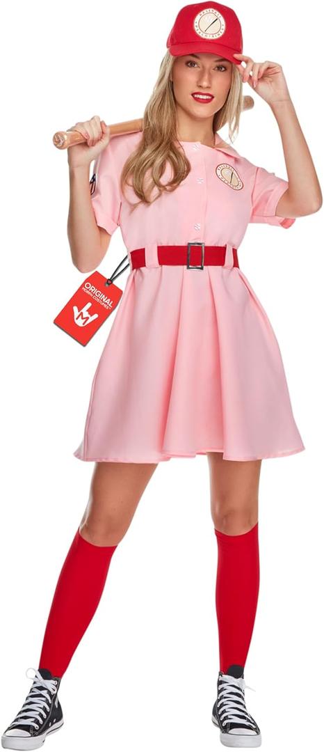 Morph, Pink Baseball Costume, Baseball Player Costume, Softball Halloween Costumes Women, Movie Character Costumes Plus Size (Large)