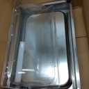 Ice Food Serving Display Tray with Clear Roll Top Cover, 1 x 1 Pan Stainless Steel Cold Food Buffet Condiment Dispenser Display Rack with 1 Clip & 2 Ice Trays for Restaurant Hotel Kitchen Party
