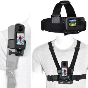 Accessories Set for GoPro Hero13/12/11/10/9/8/7/5 Black,DJI Action 6/5pro/4, Chest Mount Harness, Backpack Holder, Head Strap Bracket,3 in 1 Kit,Compatible with Insta360 X5/X4/X3/Acepro2,AKASO