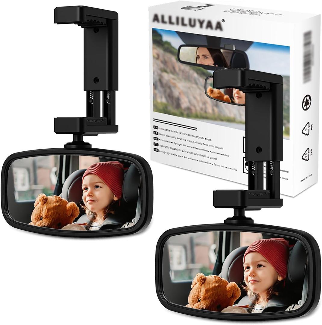 360-Degree Baby Car Mirror for Rear-Facing Seats,Kids Safety Mirror with Tool-Free Installation,Kids Rear View Mirror BPA-Free Shatterproof & ASTM Certified (Adjustable 14"-22") (2 Pack)