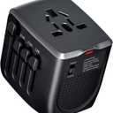 International Travel Adapter Voltage Converter to Step Down 230V to 120V for Hair straighteners, laptops, Cell Phones, Power converters from USA to UK, Europe, Australia Over 200