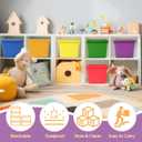 Potchen 6 Pack Cute Plastic Storage Bins with Lids Decorative Stackable Storage Boxes 9.8" 7.3" 5.7" Small Storing Totes for Organizing Craft Office Supplies (Colorful)
