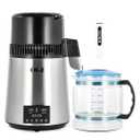 CO-Z 1.1 Gallon Water Distiller, 1750W Countertop Distilled Water Machine with Glass Container Dual Temperature Display Timer, 4L 304 Stainless Steel Distilled Water Maker for Home Office Travel More