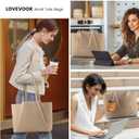 LOVEVOOK Laptop Tote for Women - 15.6 Inch Faux Leather Laptop Bag with Clutch, Large Capacity Office Purse Computer