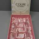 Vintage Art Deco Coupe Glasses | Set of 4 | 7 oz Classic Cocktail Glassware for Champagne, Martini, Manhattan, Cosmopolitan, Sidecar | Crystal Speakeasy Style Saucer Goblets with Stems