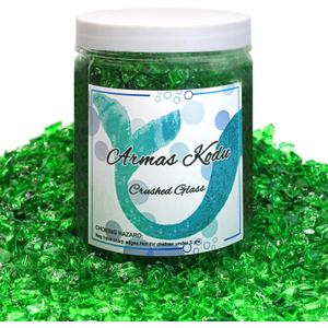 Crushed Glass for Resin Art - 3-6mm Dark Green, 1.5lb | Broken Glass Pieces for Crafts, Vase Filler & Fire Pit Media | Decorative Stones