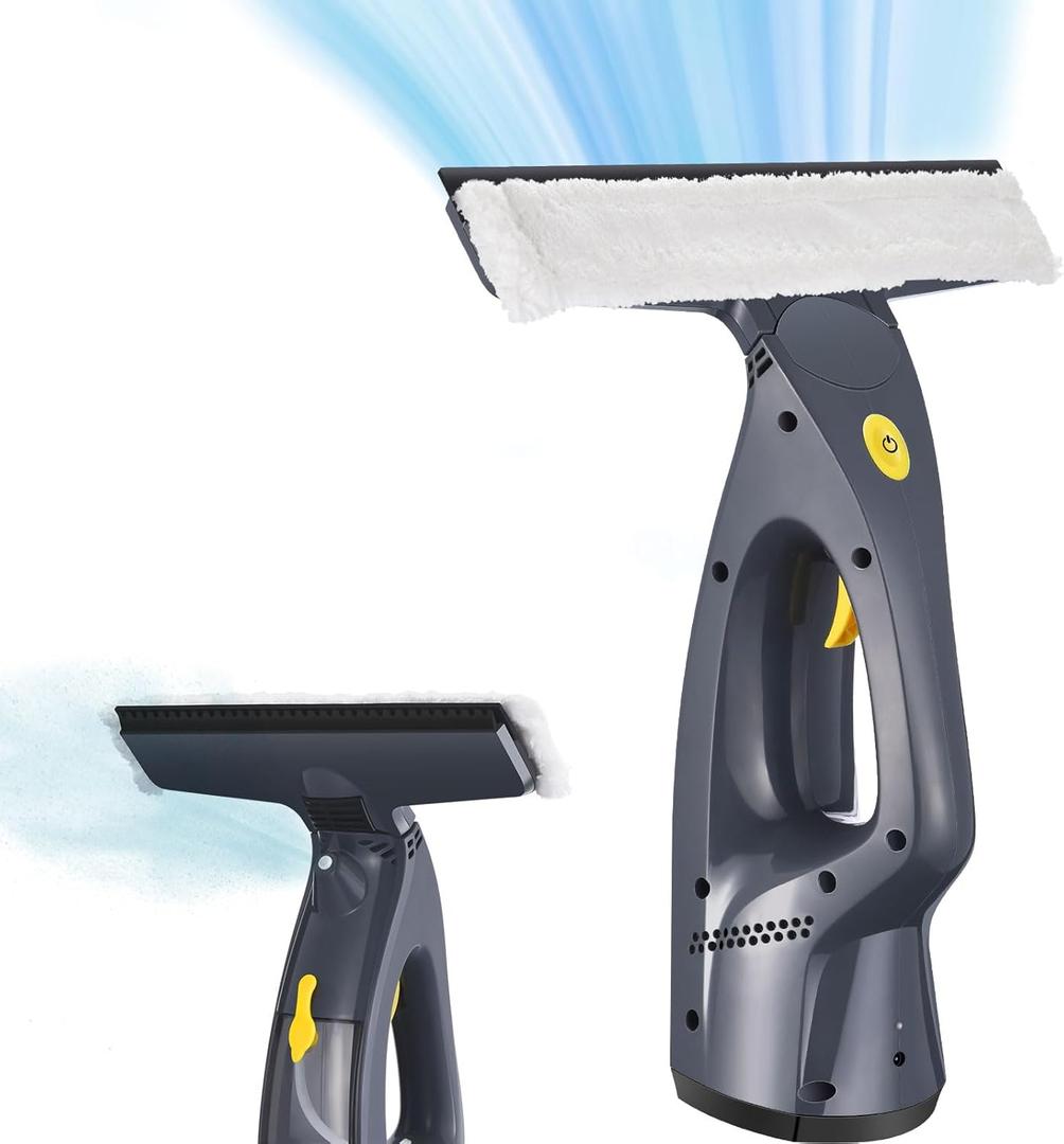 Window Vacuum, Window Vacuum Squeegee, 3 in 1 Cordless Window Vac with Spray/Wipe/Suck up Water,Electric Window Cleaning Tool for Shower Wall Mirror Glass/Car Windshield/Countertop (Black)