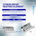 [2025 Upgraded] 279838 WED4815EW1 Heating Element For Whirlpool Dryer WED6200SW1 WED5000DW2 WED5300VW0 WED4800BQ1 Maytag MEDC215EW1 MEDX655DW1 Amana NED4655EW1 Roper Admiral Kenmore 70 80 Model 110