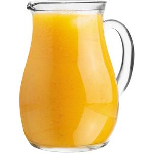 Amici Home Glass Pitcher, Made in Italy, 34oz Water Jug with Spout and Handle, Beverage Carafe for Iced Tea, Sangria, Lemonade, Coffee, 7 H 4 Round (Large)