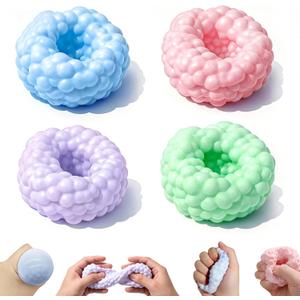 4Pcs Crunchy Squishy Moldable Stress Balls, Satisfying Sand-Filled Feel with Every Squeeze, for Office Desk, Focus Relaxing for Adults