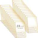 Yulejo 24 Pack Wedding Gold Picture Frames Bulk 5 x 7 Inch Acrylic Sign Holder Clear Double Sided Table Number Menu Holders Desktop Stands for Wedding Office Restaurant Art Photo Flyer Display