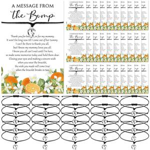 Thyle 50 Set Little Cutie Baby Shower Favors for Guests Adjustable Bracelets with Message from the Bump Card Footprints Charm Baby Shower Bracelets for Gender Reveal Thank You Gifts