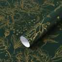 Safiyya Peel and Stick Wallpaper Boho Floral Contact Paper 393" x 17.3" Gold and Dark Green Wall Paper Modern Self Adhesive Removable Wallpaper for Bedroom Bathroom Vinyl Rolls