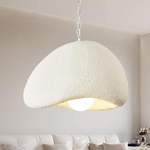 Wabi Sabi Pendant Lights,15.7in White Modern Pendant Light Resin Hanging Lamp Kitchen Island Lighting Modern Japandi Chandelier for Dining Room Bedroom Hallway Restaurant Foyer