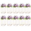 Fullvaseer 31.5inch Wedding Centerpieces for Tables,5pcs Gold Centerpieces,Tall Column Geometric Floral Vase for Birthday Party Event Table Decoration
