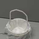 Wedding Flower Girl Basket with Pearl Handle,Satin Flower Storage Basket for Wedding Home Garden Decor (5884, 1)