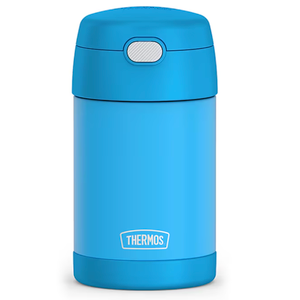 THERMOS FUNTAINER Insulated Food Jar, 16 Ounce, Kid Friendly Food Jar with Foldable Spoon, Blue