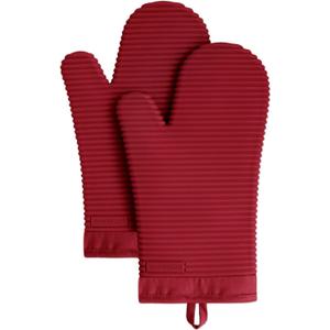 KITCHENAID Ribbed Soft Silicone Oven Mitt 2-Pack Set, 7.5"x13", Smoked Paprika
