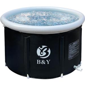 B&Y Ice Bath Tub, Foldable Bathtub for Athletes, Portable Cold Plunge Tub for Cold Water Therapy at Home Outdoor Gym (Black, 90 Gal)