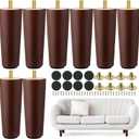 Maitys 8 Pcs 6 Inch Round Solid Wood Furniture Legs Furniture Wooden Replacement Chair Feet Dresser Sofa Couch Legs Table Cabinet Footstool DIY Projects for Home(Brown)