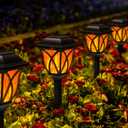 GIGALUMI Solar Lights Outdoor Waterproof, 8 Pack Flickering Flame LED Lights, Garden Decor for Yard, Patio, Landscape, Planter, Walkway