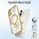 Tnarru Designed for iPhone 16 Case with Stand [Magnetic Ring Holder] [Built-in Camera Lens Protector] Slim Anti-Scratch Non-Yellowing for iPhone 16 Clear Case Gold